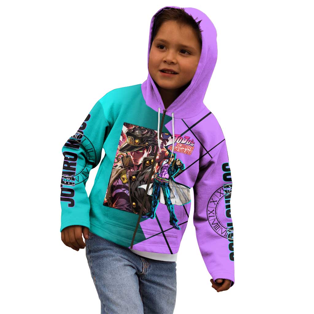 Jotaro Kujo JoJo's Bizarre Adventure Kid Hoodie with Star Platinum Pose and Bold Action Design - The Mazicc