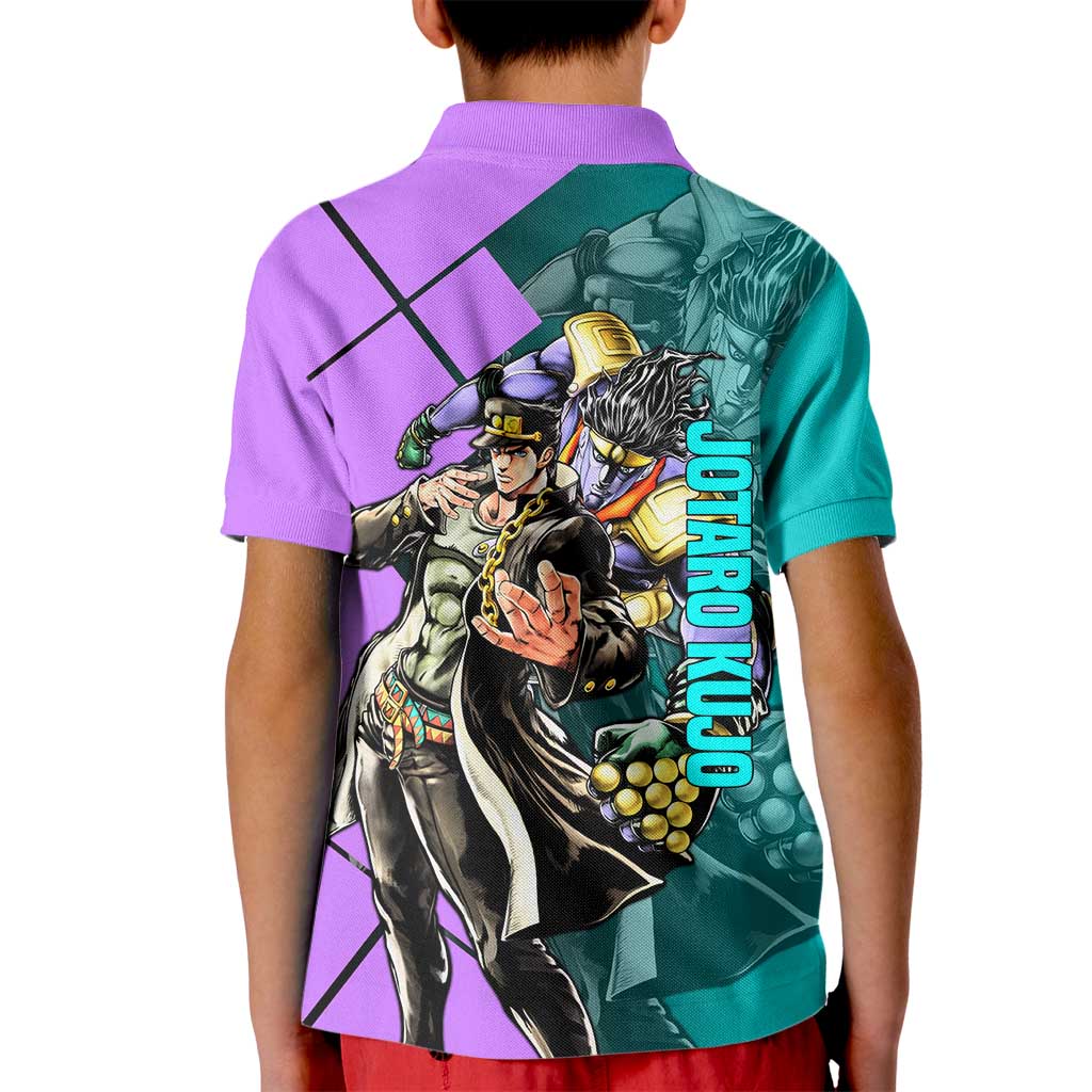 Jotaro Kujo JoJo's Bizarre Adventure Kid Polo Shirt with Star Platinum Pose and Bold Action Design - The Mazicc