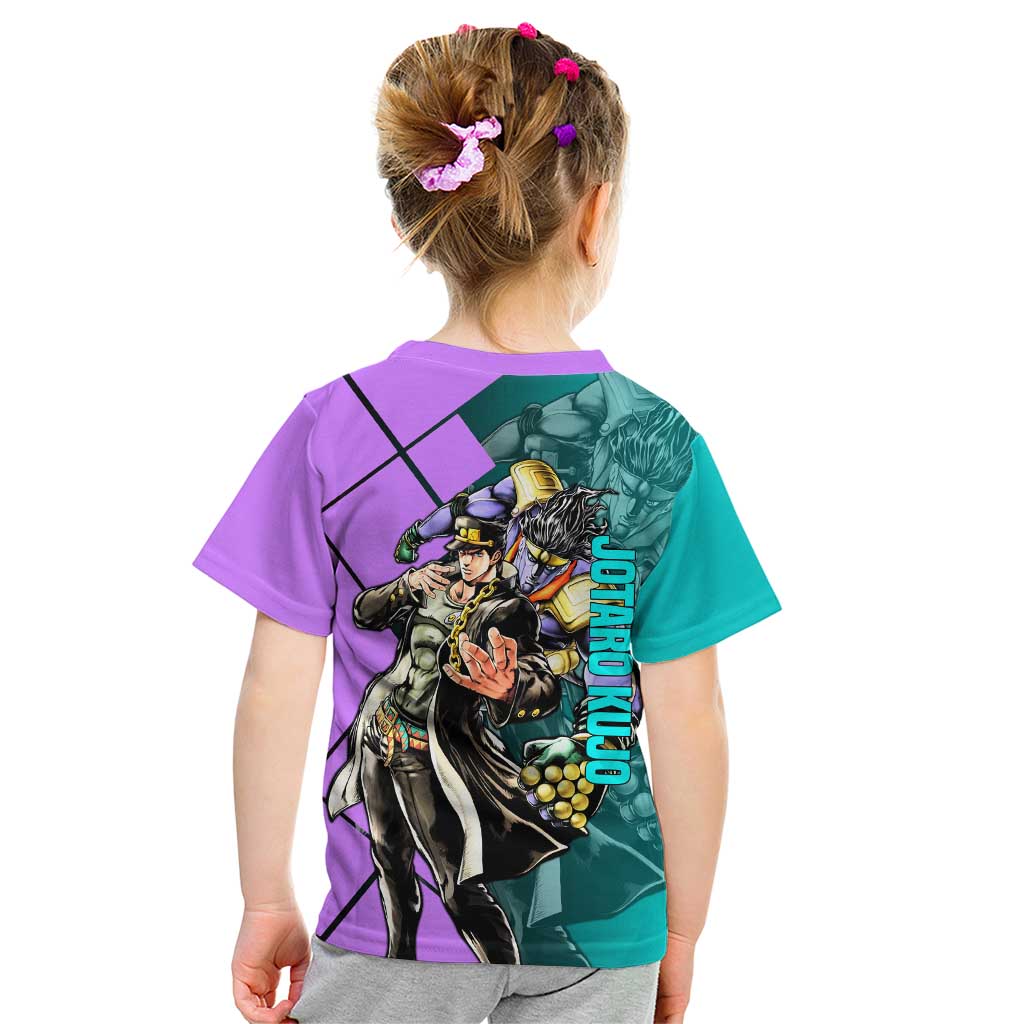 Jotaro Kujo JoJo's Bizarre Adventure Kid T Shirt with Star Platinum Pose and Bold Action Design - The Mazicc