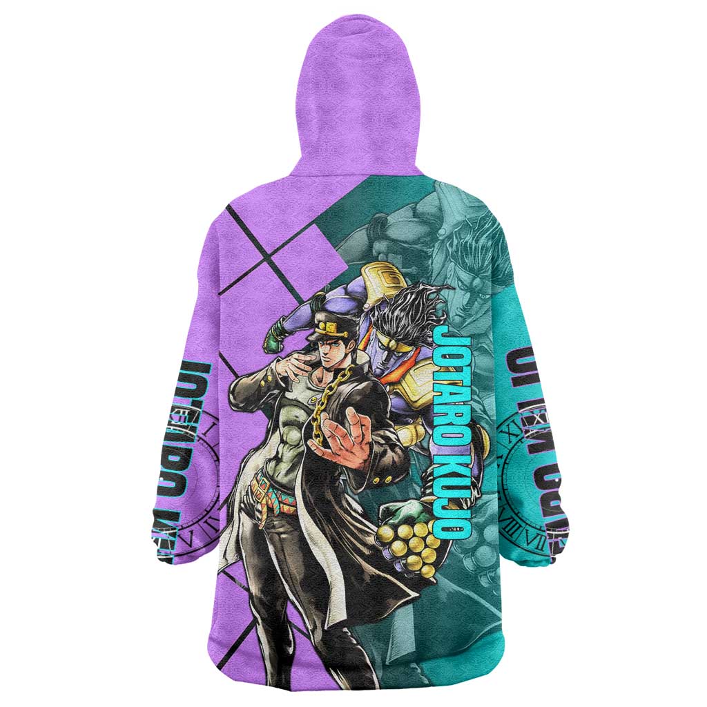 Jotaro Kujo JoJo's Bizarre Adventure Wearable Blanket Hoodie with Star Platinum Pose and Bold Action Design - The Mazicc