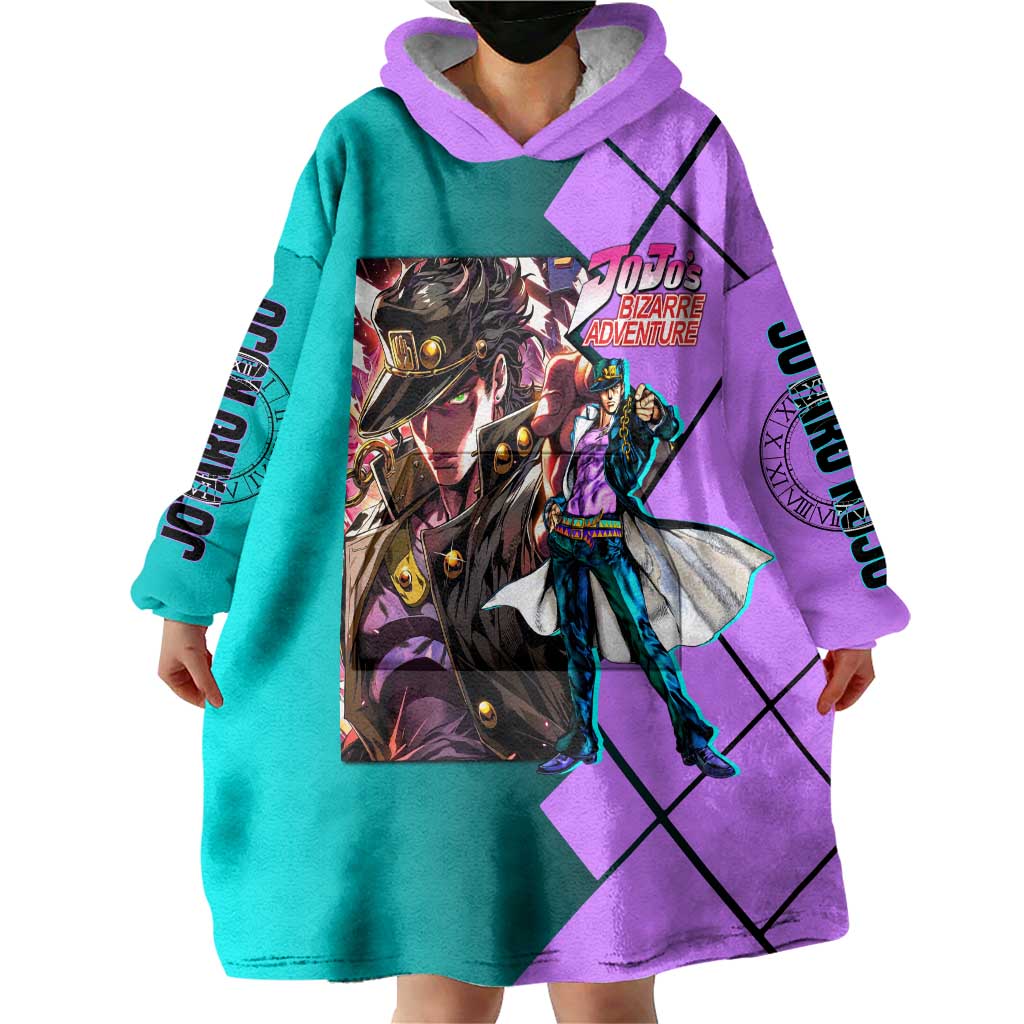 Jotaro Kujo JoJo's Bizarre Adventure Wearable Blanket Hoodie with Star Platinum Pose and Bold Action Design - The Mazicc