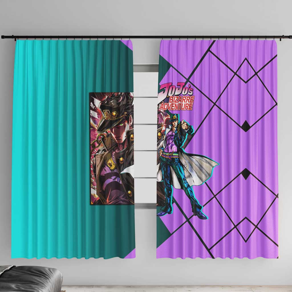 Jotaro Kujo JoJo's Bizarre Adventure Window Curtain with Star Platinum Pose and Bold Action Design - The Mazicc