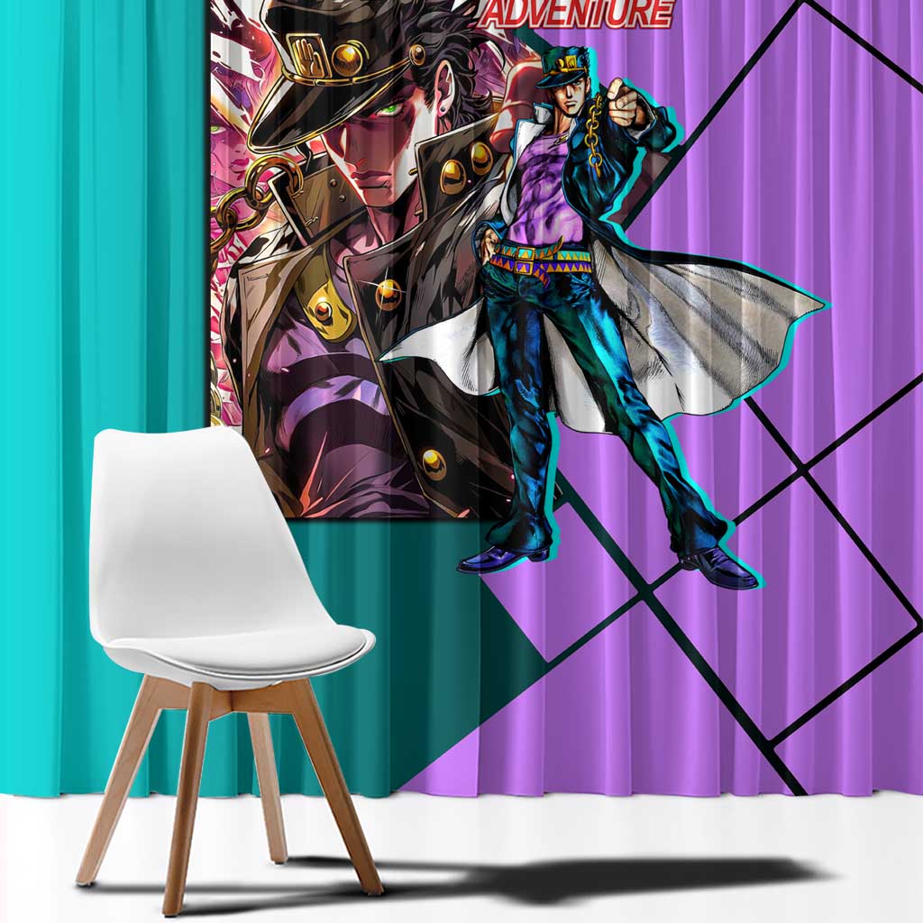 Jotaro Kujo JoJo's Bizarre Adventure Window Curtain with Star Platinum Pose and Bold Action Design - The Mazicc