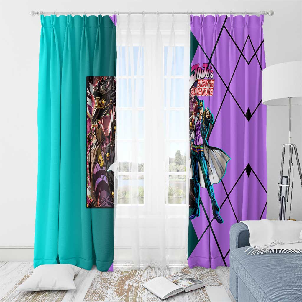 Jotaro Kujo JoJo's Bizarre Adventure Window Curtain with Star Platinum Pose and Bold Action Design - The Mazicc