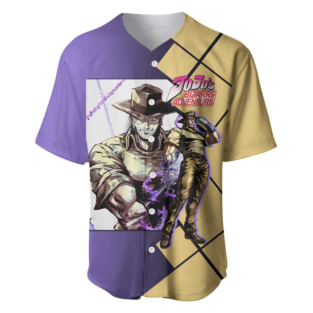 Joseph Joestar JoJo's Bizarre Adventure Baseball Jersey with Hamon Pose and Strategic Battle Design - The Mazicc