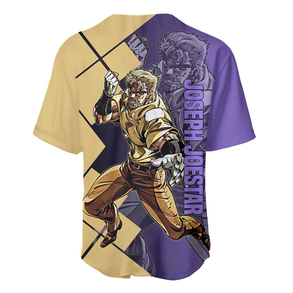 Joseph Joestar JoJo's Bizarre Adventure Baseball Jersey with Hamon Pose and Strategic Battle Design - The Mazicc