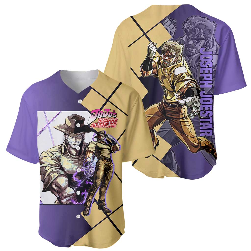 Joseph Joestar JoJo's Bizarre Adventure Baseball Jersey with Hamon Pose and Strategic Battle Design - The Mazicc