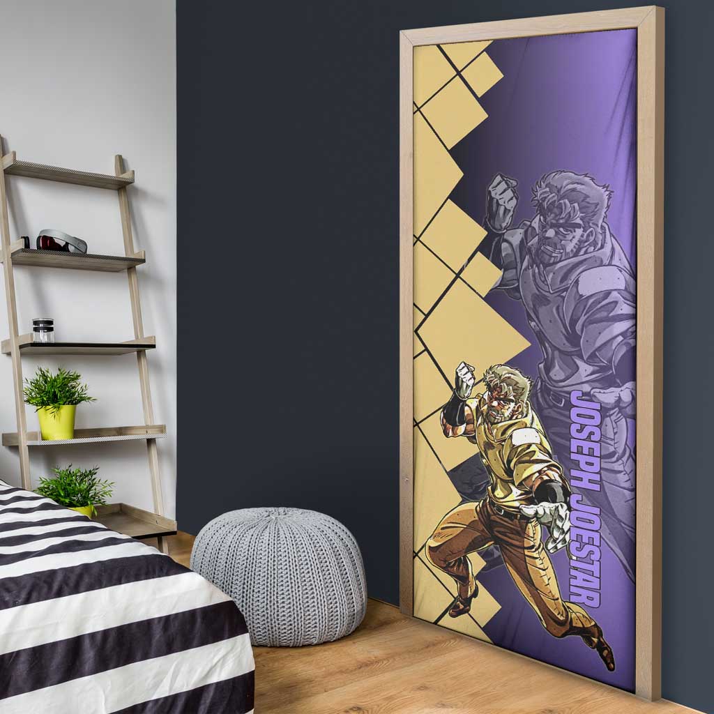 Joseph Joestar JoJo's Bizarre Adventure Door Cover with Hamon Pose and Strategic Battle Design - The Mazicc