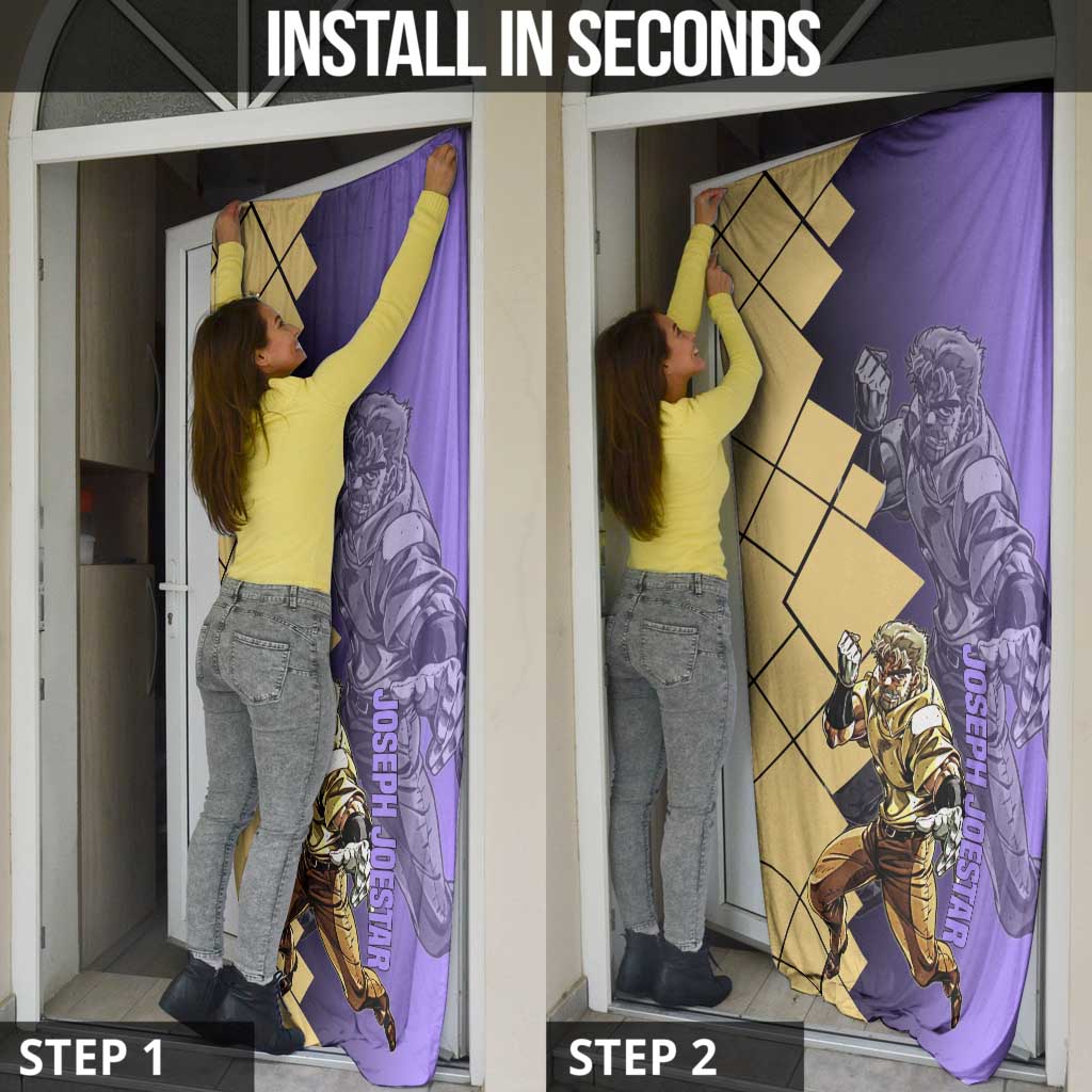 Joseph Joestar JoJo's Bizarre Adventure Door Cover with Hamon Pose and Strategic Battle Design - The Mazicc