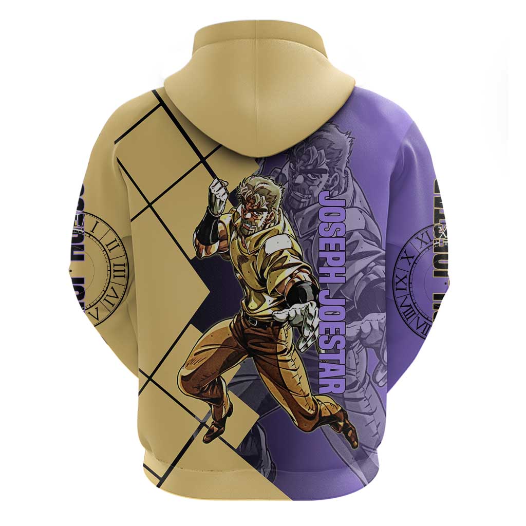Joseph Joestar JoJo's Bizarre Adventure Hoodie with Hamon Pose and Strategic Battle Design - The Mazicc