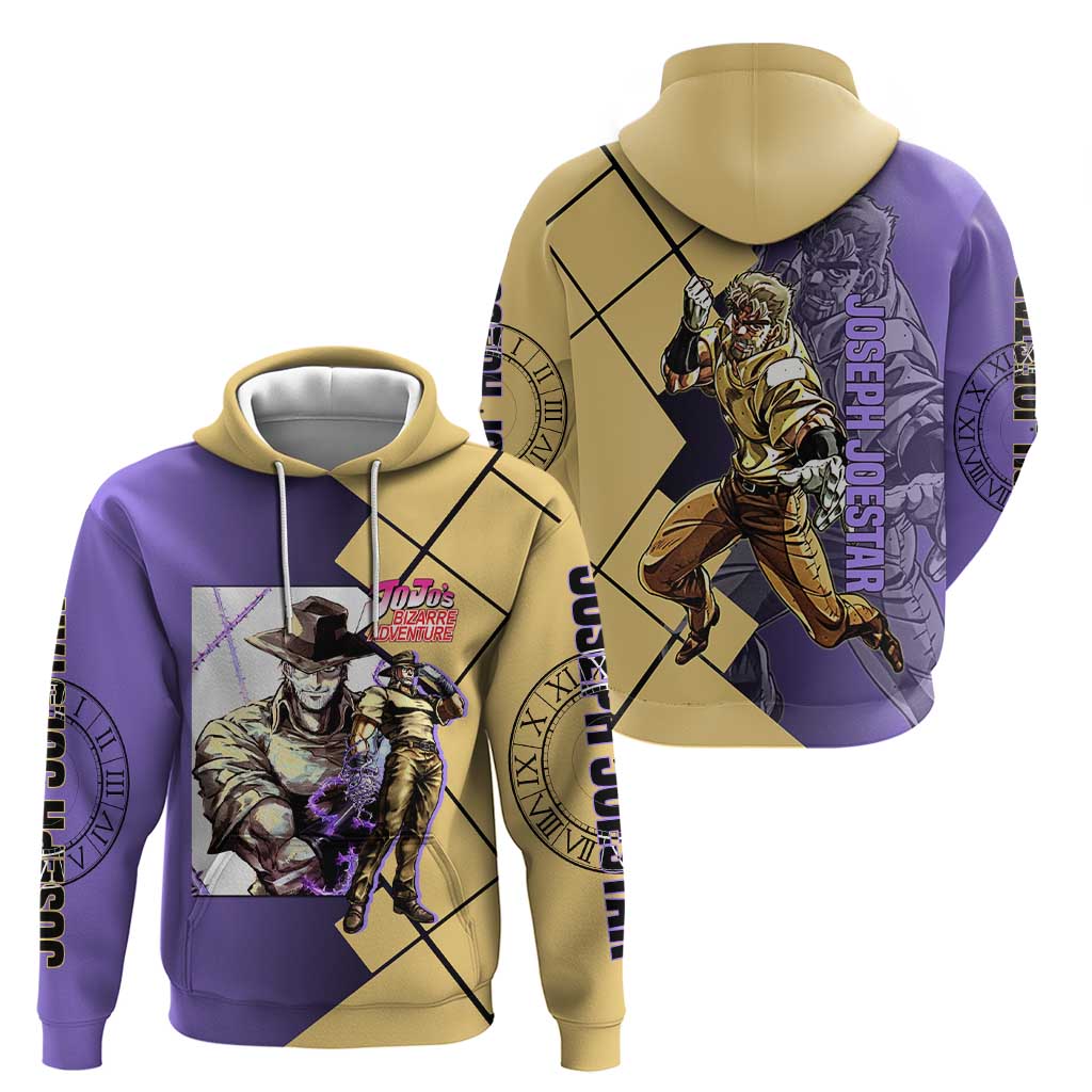 Joseph Joestar JoJo's Bizarre Adventure Hoodie with Hamon Pose and Strategic Battle Design - The Mazicc