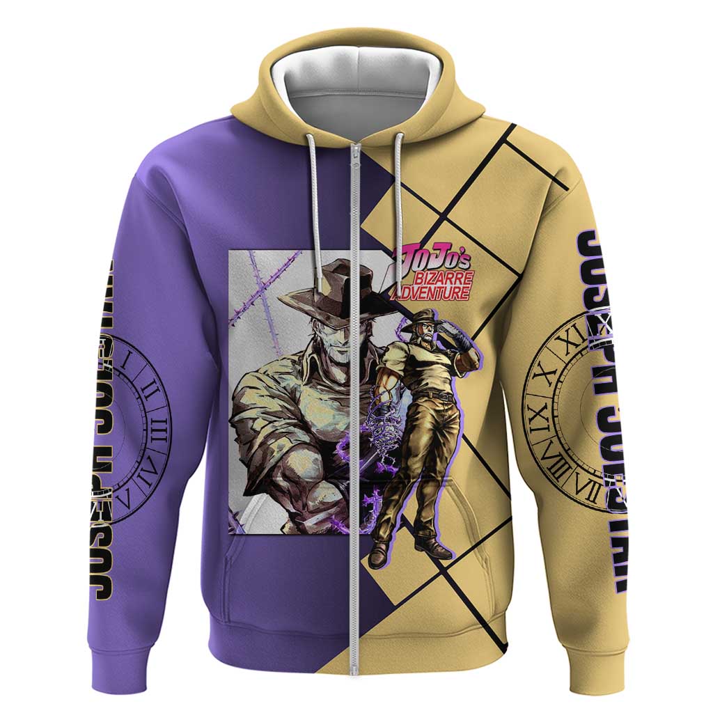 Joseph Joestar JoJo's Bizarre Adventure Hoodie with Hamon Pose and Strategic Battle Design - The Mazicc