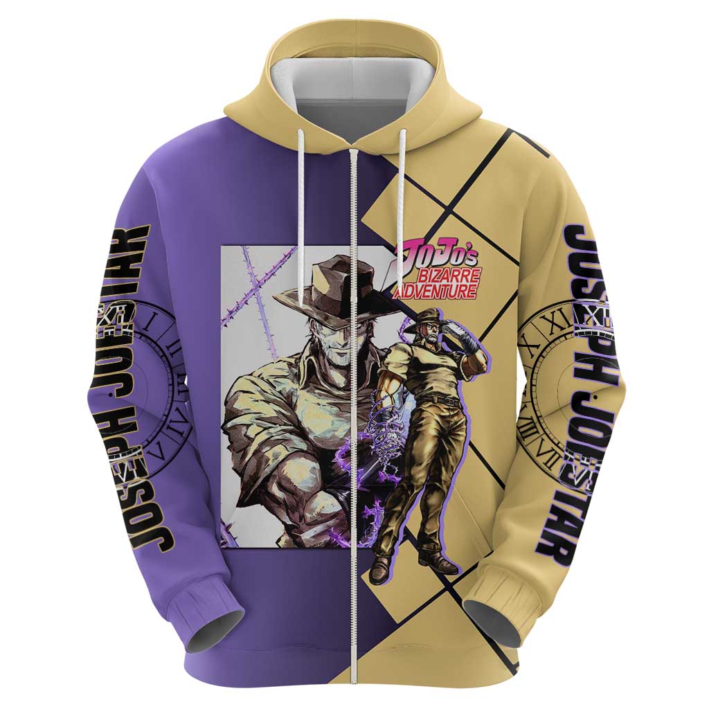 Joseph Joestar JoJo's Bizarre Adventure Hoodie with Hamon Pose and Strategic Battle Design - The Mazicc