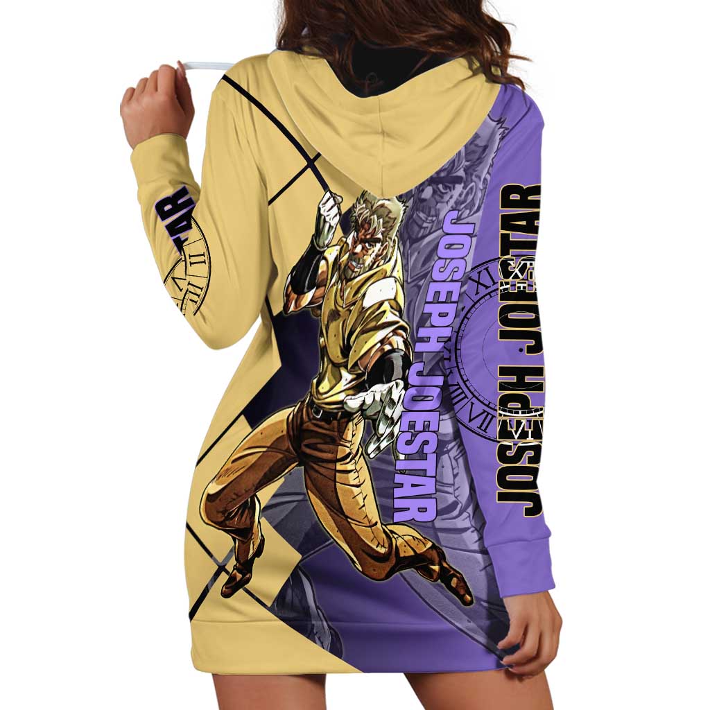 Joseph Joestar JoJo's Bizarre Adventure Hoodie Dress with Hamon Pose and Strategic Battle Design - The Mazicc