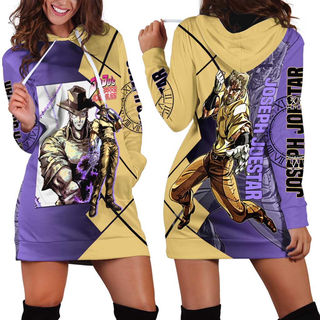 Joseph Joestar JoJo's Bizarre Adventure Hoodie Dress with Hamon Pose and Strategic Battle Design - The Mazicc