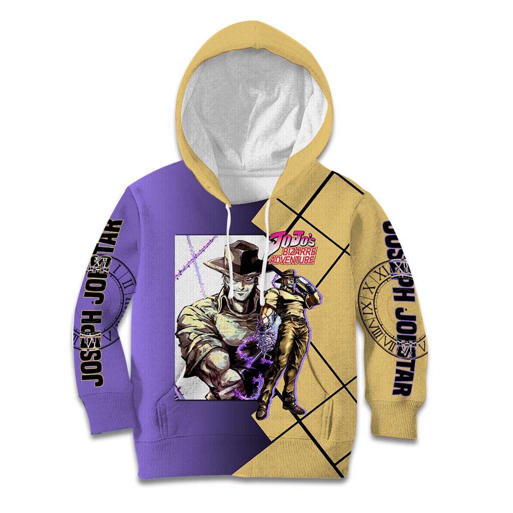 Joseph Joestar JoJo's Bizarre Adventure Kid Hoodie with Hamon Pose and Strategic Battle Design - The Mazicc