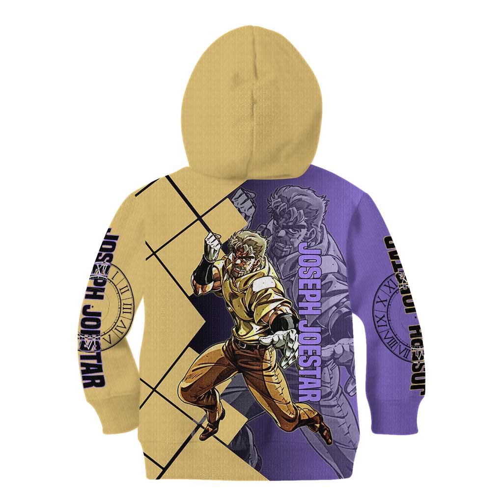 Joseph Joestar JoJo's Bizarre Adventure Kid Hoodie with Hamon Pose and Strategic Battle Design - The Mazicc