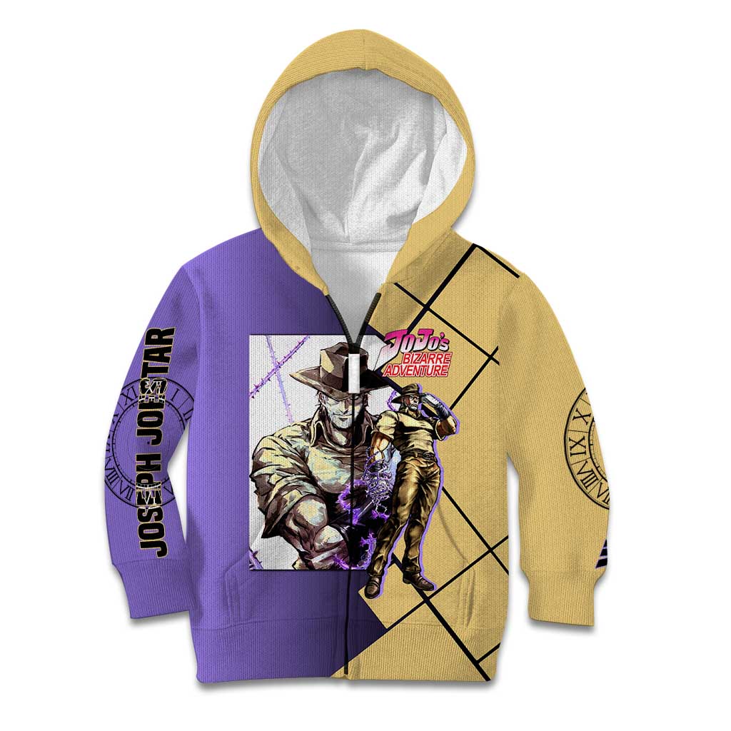 Joseph Joestar JoJo's Bizarre Adventure Kid Hoodie with Hamon Pose and Strategic Battle Design - The Mazicc