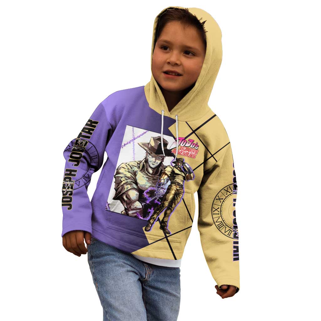 Joseph Joestar JoJo's Bizarre Adventure Kid Hoodie with Hamon Pose and Strategic Battle Design - The Mazicc