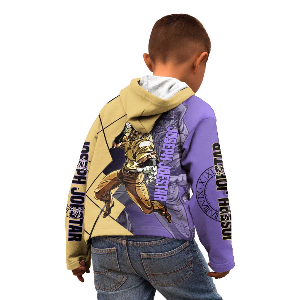Joseph Joestar JoJo's Bizarre Adventure Kid Hoodie with Hamon Pose and Strategic Battle Design - The Mazicc