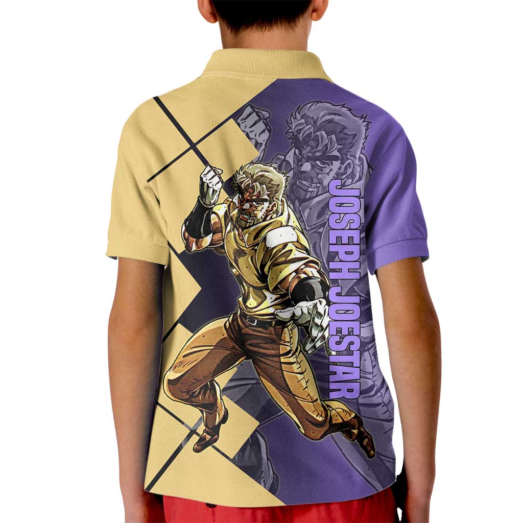Joseph Joestar JoJo's Bizarre Adventure Kid Polo Shirt with Hamon Pose and Strategic Battle Design - The Mazicc