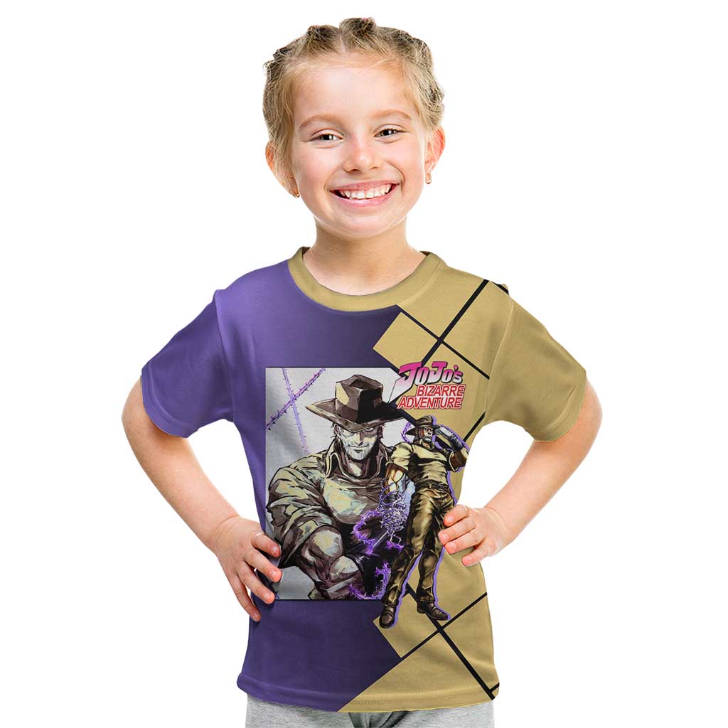 Joseph Joestar JoJo's Bizarre Adventure Kid T Shirt with Hamon Pose and Strategic Battle Design - The Mazicc