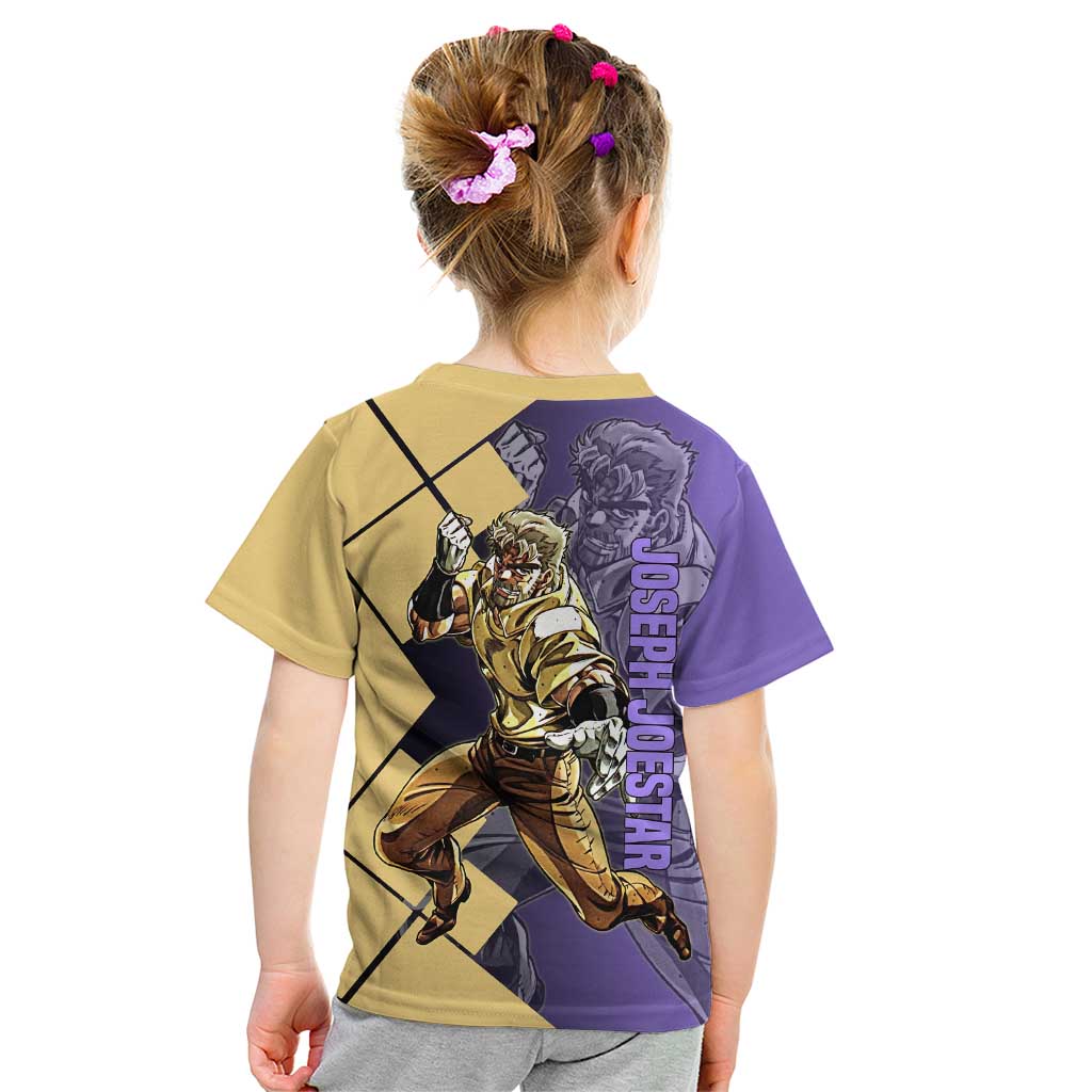 Joseph Joestar JoJo's Bizarre Adventure Kid T Shirt with Hamon Pose and Strategic Battle Design - The Mazicc