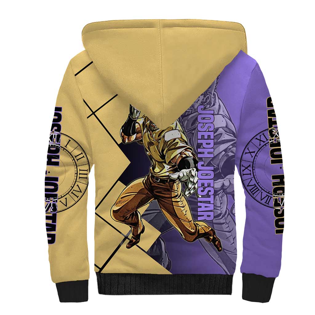 Joseph Joestar JoJo's Bizarre Adventure Sherpa Hoodie with Hamon Pose and Strategic Battle Design - The Mazicc