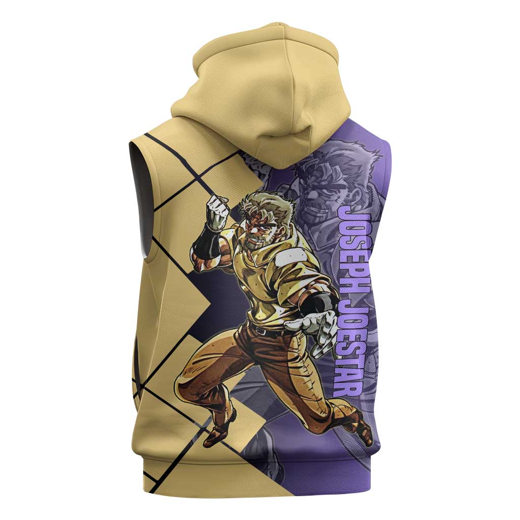 Joseph Joestar JoJo's Bizarre Adventure Sleeveless Hoodie with Hamon Pose and Strategic Battle Design - The Mazicc