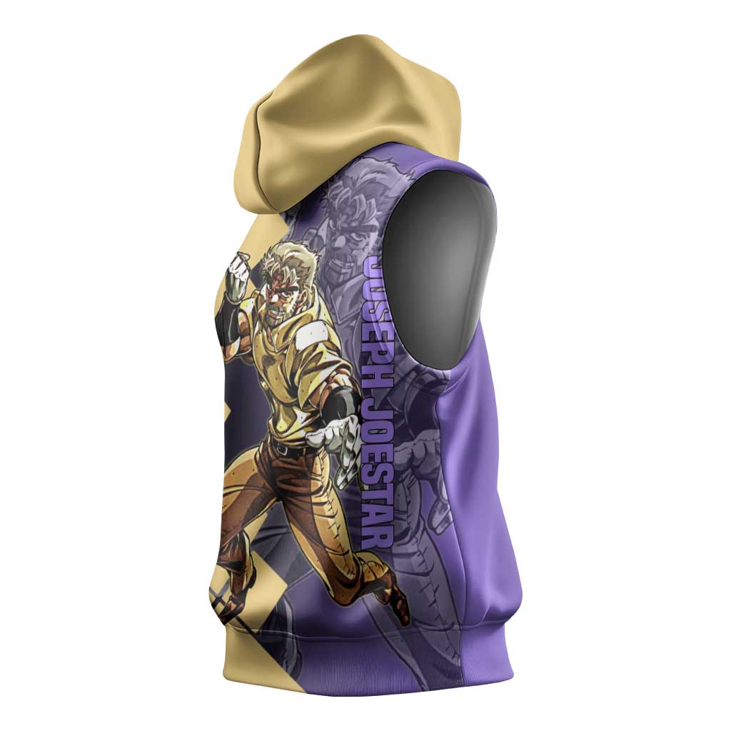 Joseph Joestar JoJo's Bizarre Adventure Sleeveless Hoodie with Hamon Pose and Strategic Battle Design - The Mazicc
