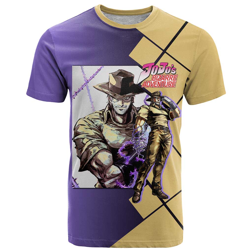 Joseph Joestar JoJo's Bizarre Adventure T Shirt with Hamon Pose and Strategic Battle Design - The Mazicc
