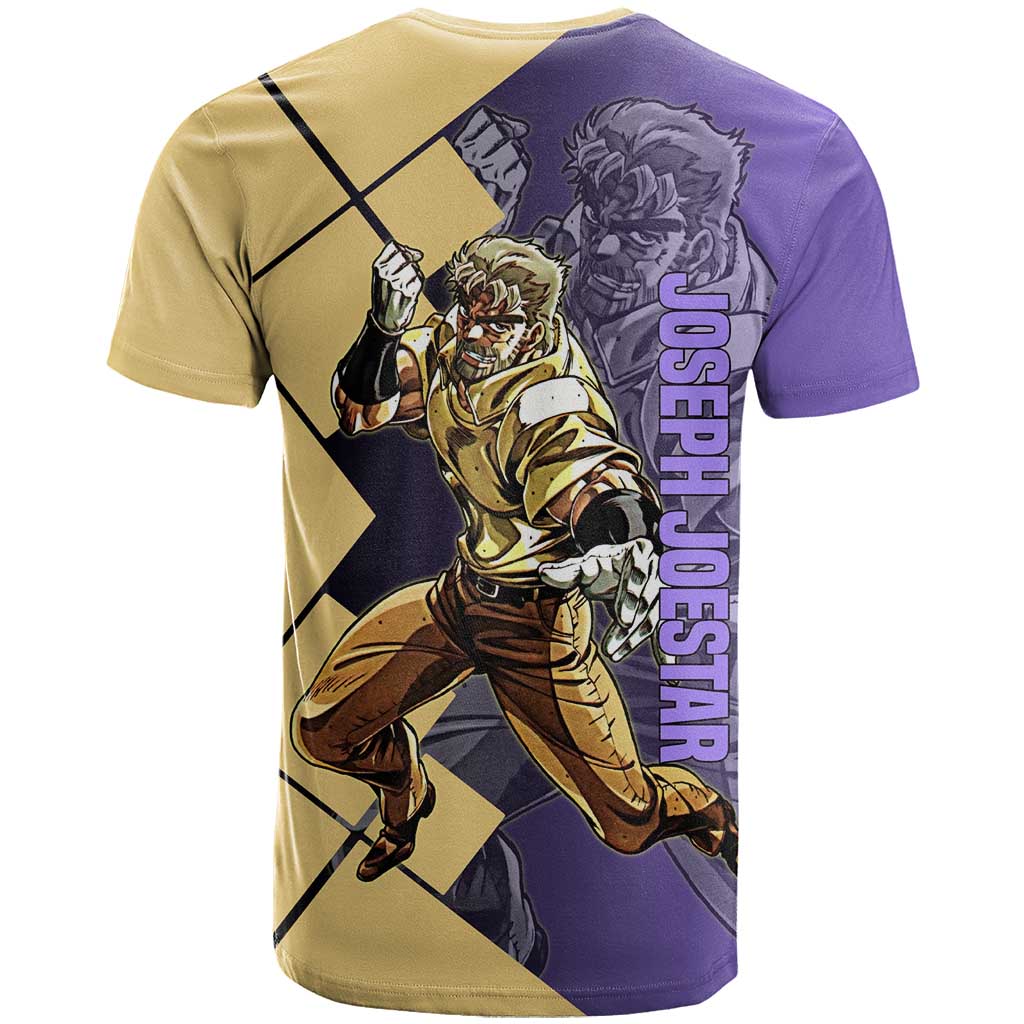 Joseph Joestar JoJo's Bizarre Adventure T Shirt with Hamon Pose and Strategic Battle Design - The Mazicc