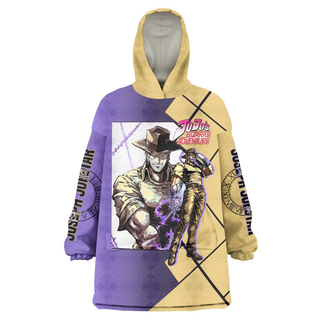 Joseph Joestar JoJo's Bizarre Adventure Wearable Blanket Hoodie with Hamon Pose and Strategic Battle Design - The Mazicc