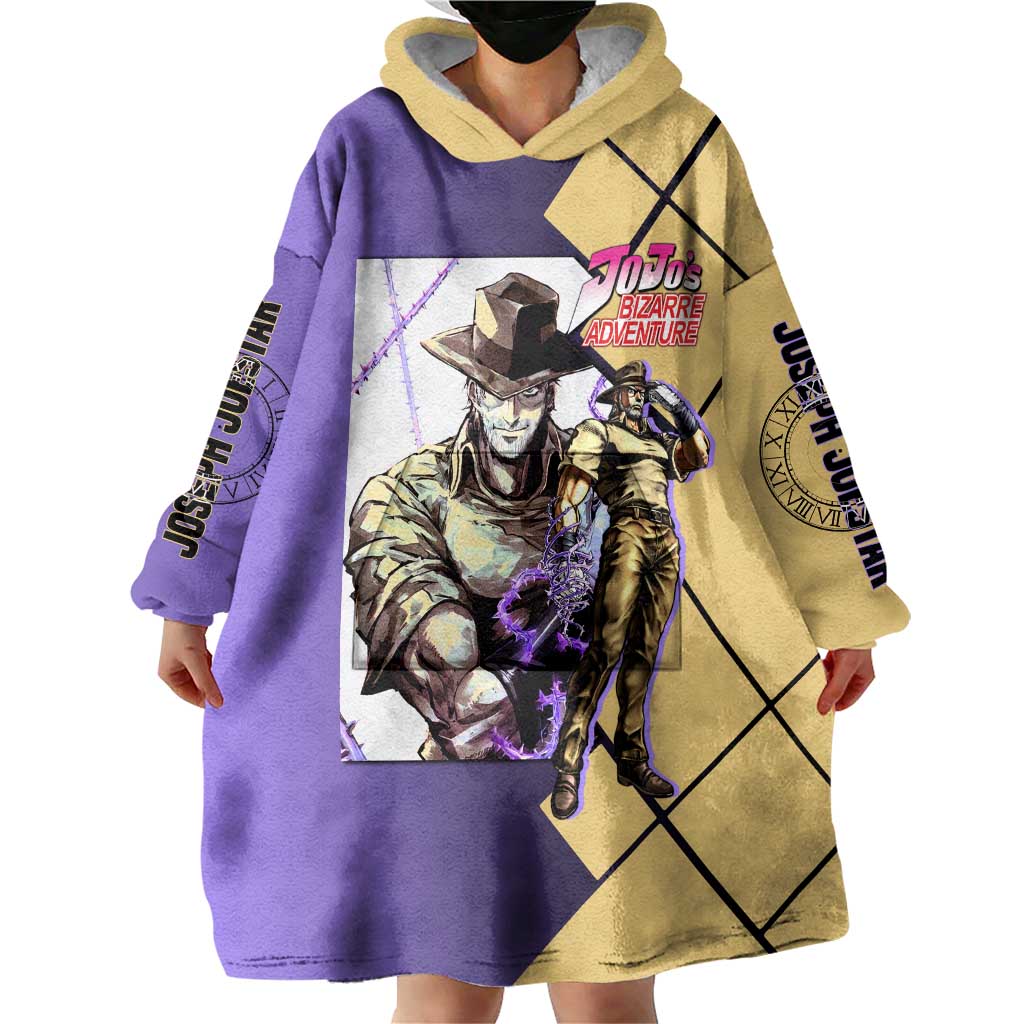 Joseph Joestar JoJo's Bizarre Adventure Wearable Blanket Hoodie with Hamon Pose and Strategic Battle Design - The Mazicc