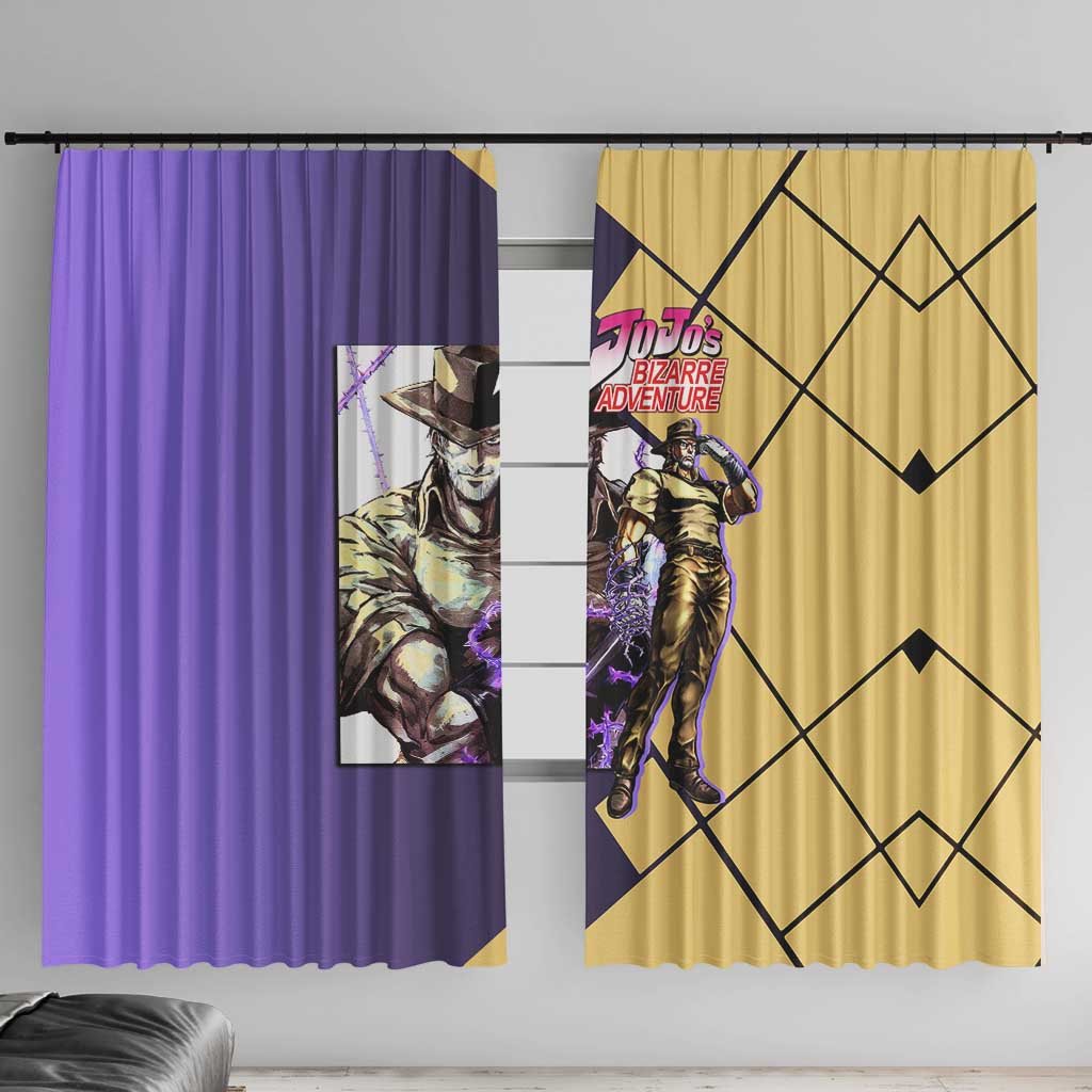 Joseph Joestar JoJo's Bizarre Adventure Window Curtain with Hamon Pose and Strategic Battle Design - The Mazicc