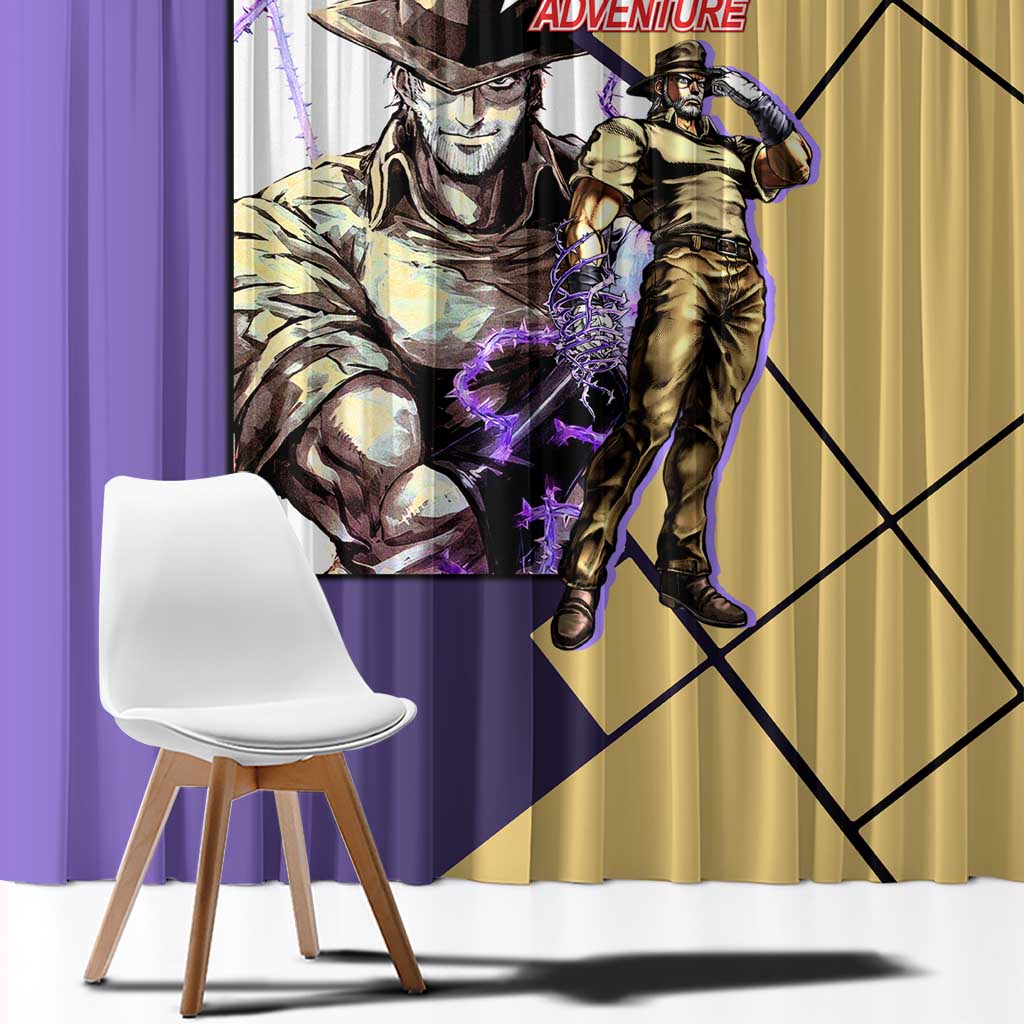 Joseph Joestar JoJo's Bizarre Adventure Window Curtain with Hamon Pose and Strategic Battle Design - The Mazicc