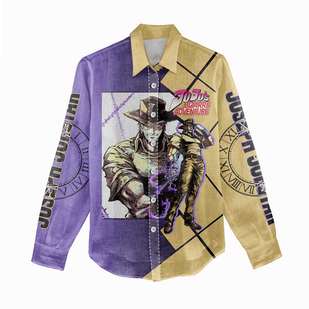Joseph Joestar JoJo's Bizarre Adventure Women Casual Shirt with Hamon Pose and Strategic Battle Design - The Mazicc