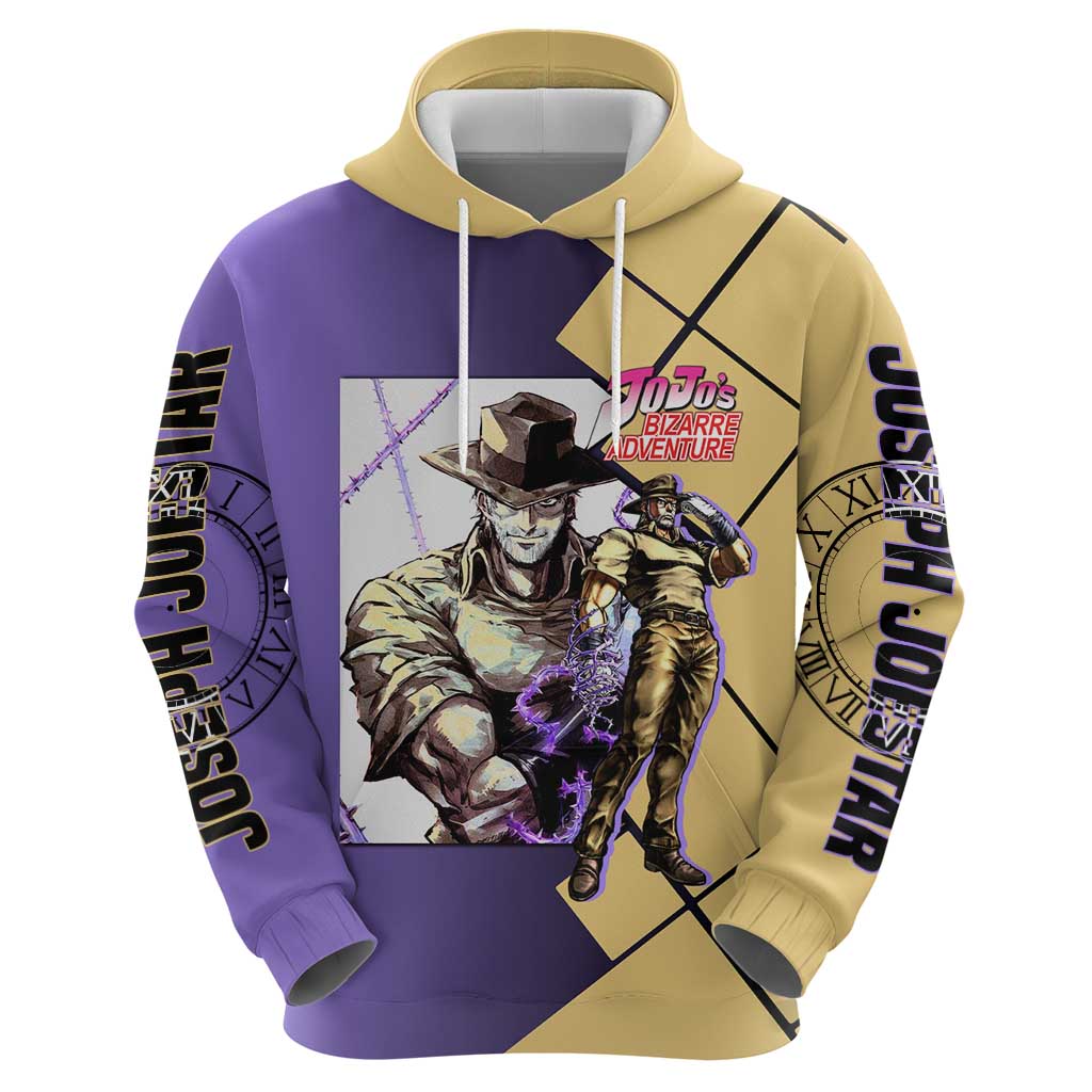 Joseph Joestar JoJo's Bizarre Adventure Zip Hoodie with Hamon Pose and Strategic Battle Design - The Mazicc