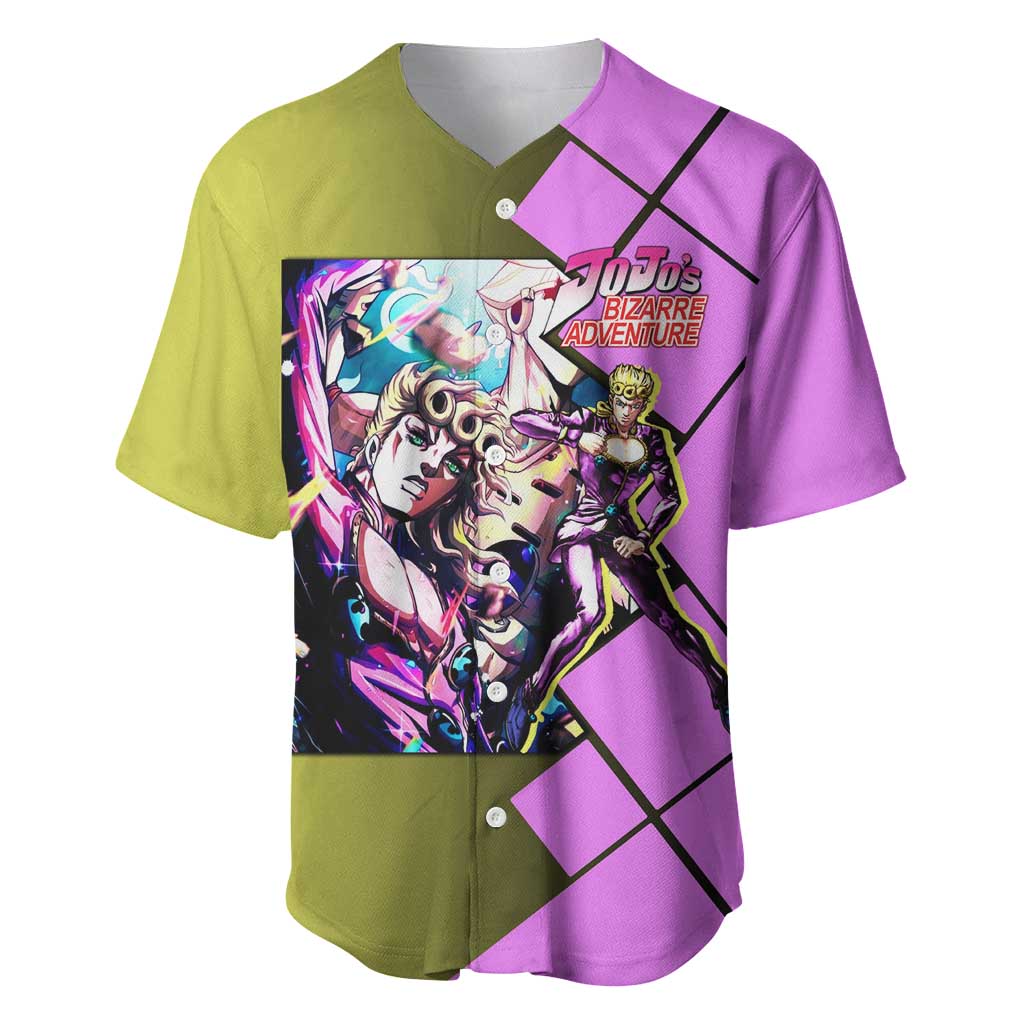 Giorno Giovanna JoJo's Bizarre Adventure Baseball Jersey with Gold Experience Pose and Stylish Stand Design - The Mazicc