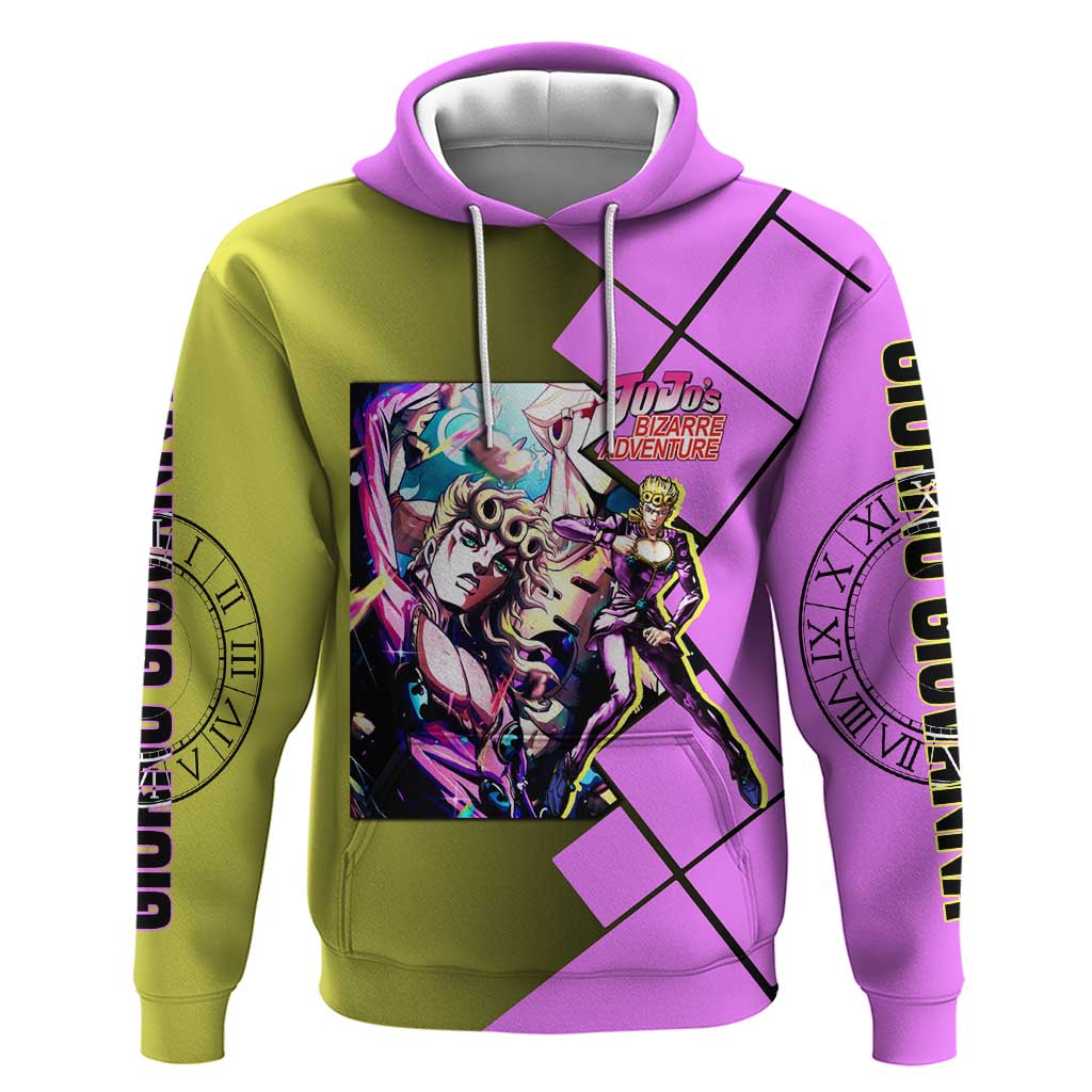 Giorno Giovanna JoJo's Bizarre Adventure Hoodie with Gold Experience Pose and Stylish Stand Design - The Mazicc