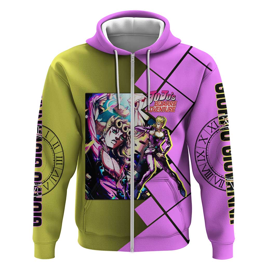 Giorno Giovanna JoJo's Bizarre Adventure Hoodie with Gold Experience Pose and Stylish Stand Design - The Mazicc