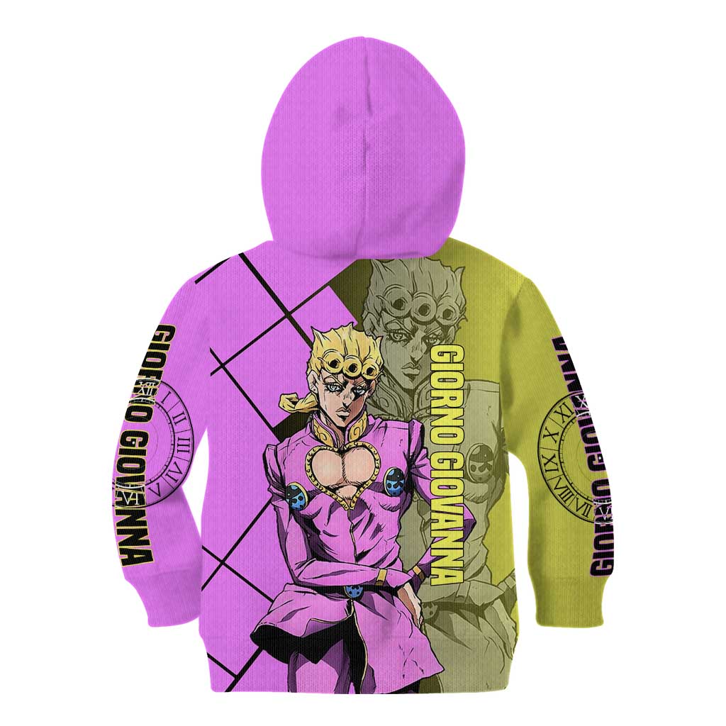 Giorno Giovanna JoJo's Bizarre Adventure Kid Hoodie with Gold Experience Pose and Stylish Stand Design - The Mazicc