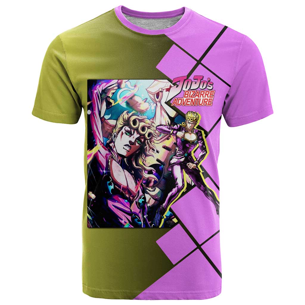 Giorno Giovanna JoJo's Bizarre Adventure T Shirt with Gold Experience Pose and Stylish Stand Design - The Mazicc