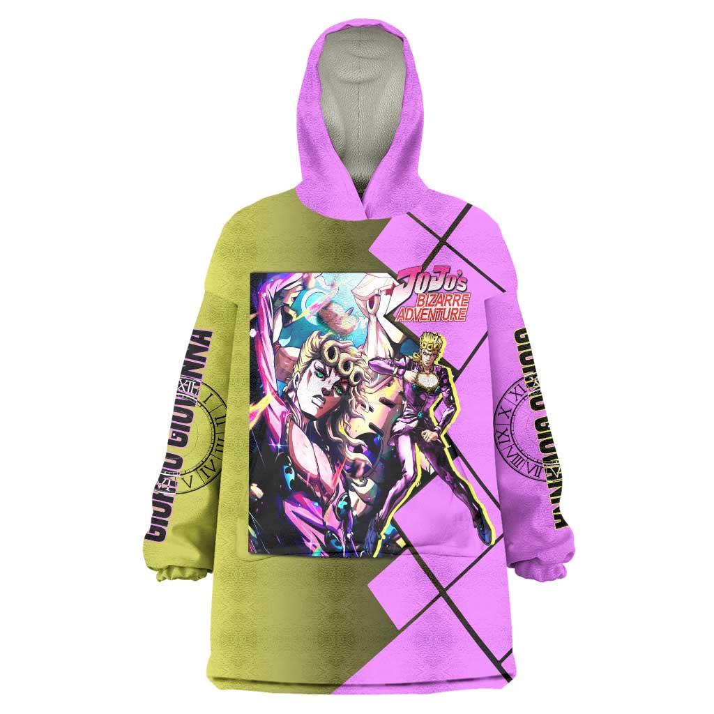 Giorno Giovanna JoJo's Bizarre Adventure Wearable Blanket Hoodie with Gold Experience Pose and Stylish Stand Design - The Mazicc