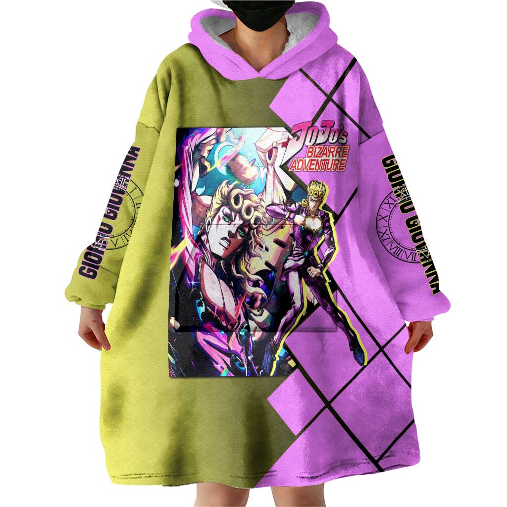 Giorno Giovanna JoJo's Bizarre Adventure Wearable Blanket Hoodie with Gold Experience Pose and Stylish Stand Design - The Mazicc