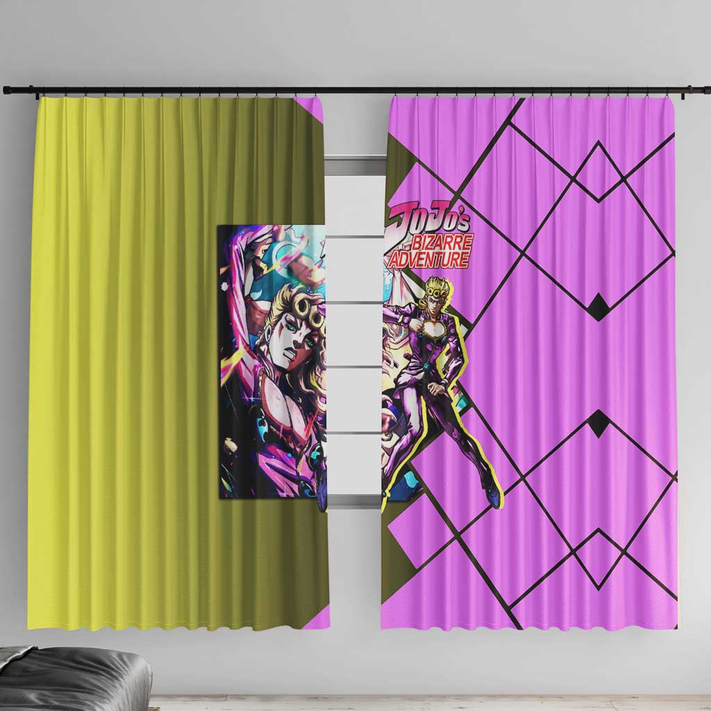 Giorno Giovanna JoJo's Bizarre Adventure Window Curtain with Gold Experience Pose and Stylish Stand Design - The Mazicc
