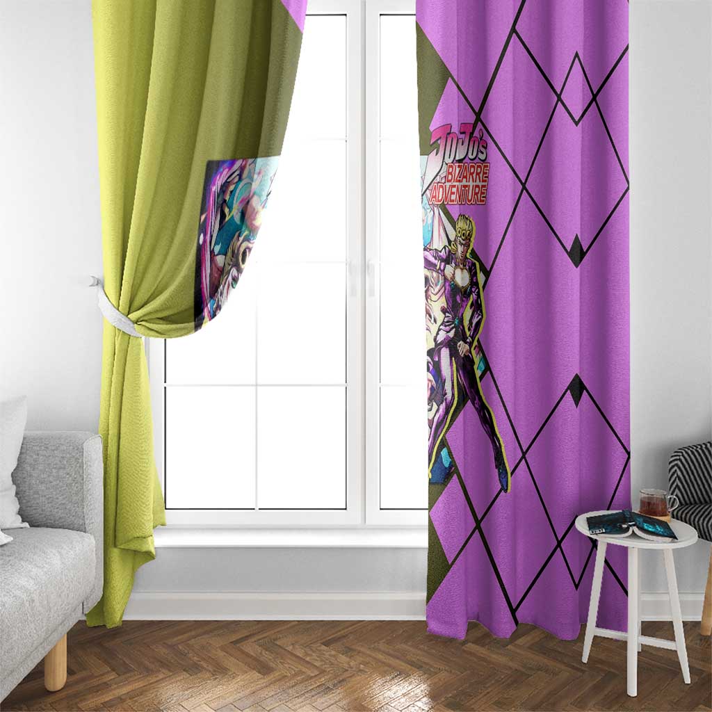 Giorno Giovanna JoJo's Bizarre Adventure Window Curtain with Gold Experience Pose and Stylish Stand Design - The Mazicc