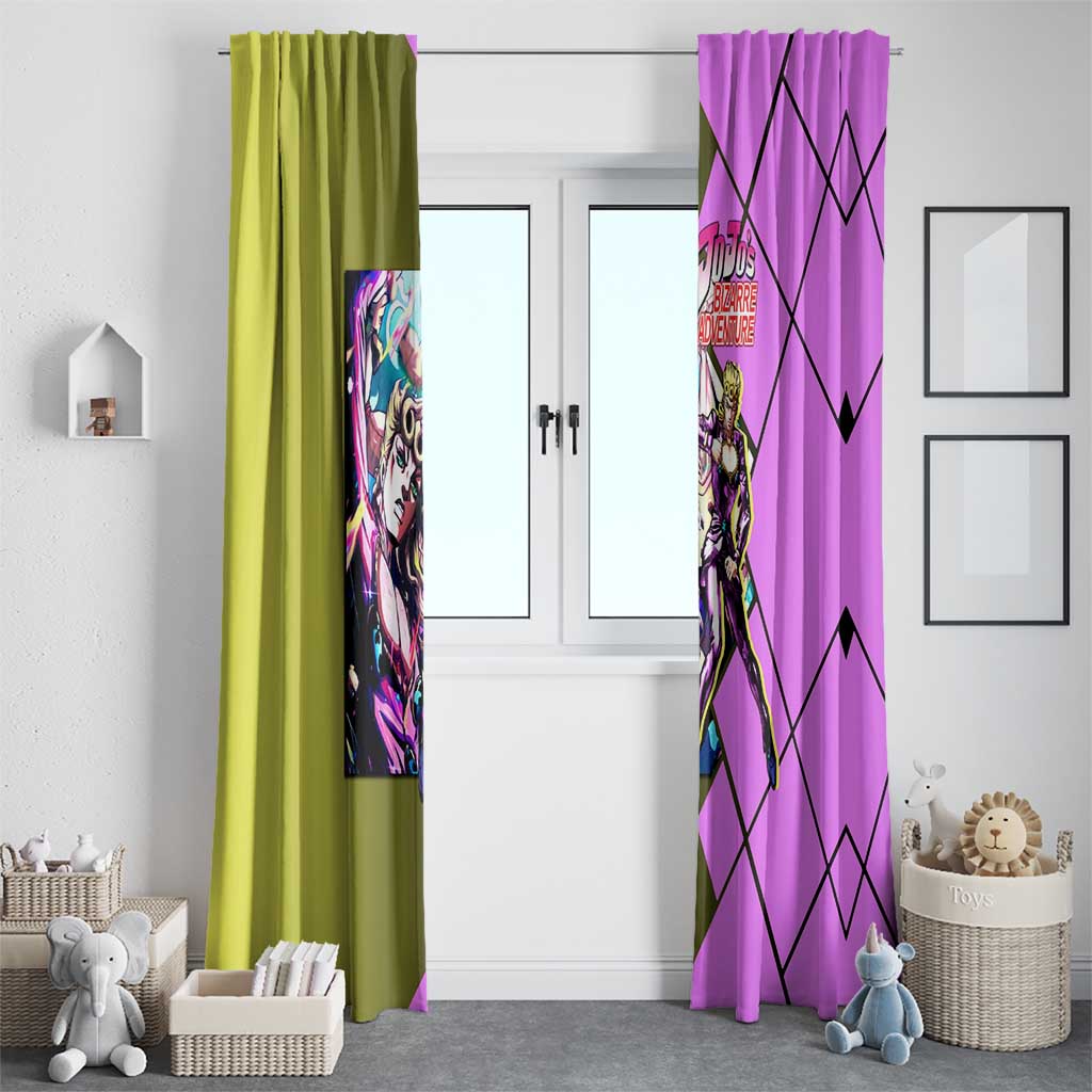 Giorno Giovanna JoJo's Bizarre Adventure Window Curtain with Gold Experience Pose and Stylish Stand Design - The Mazicc