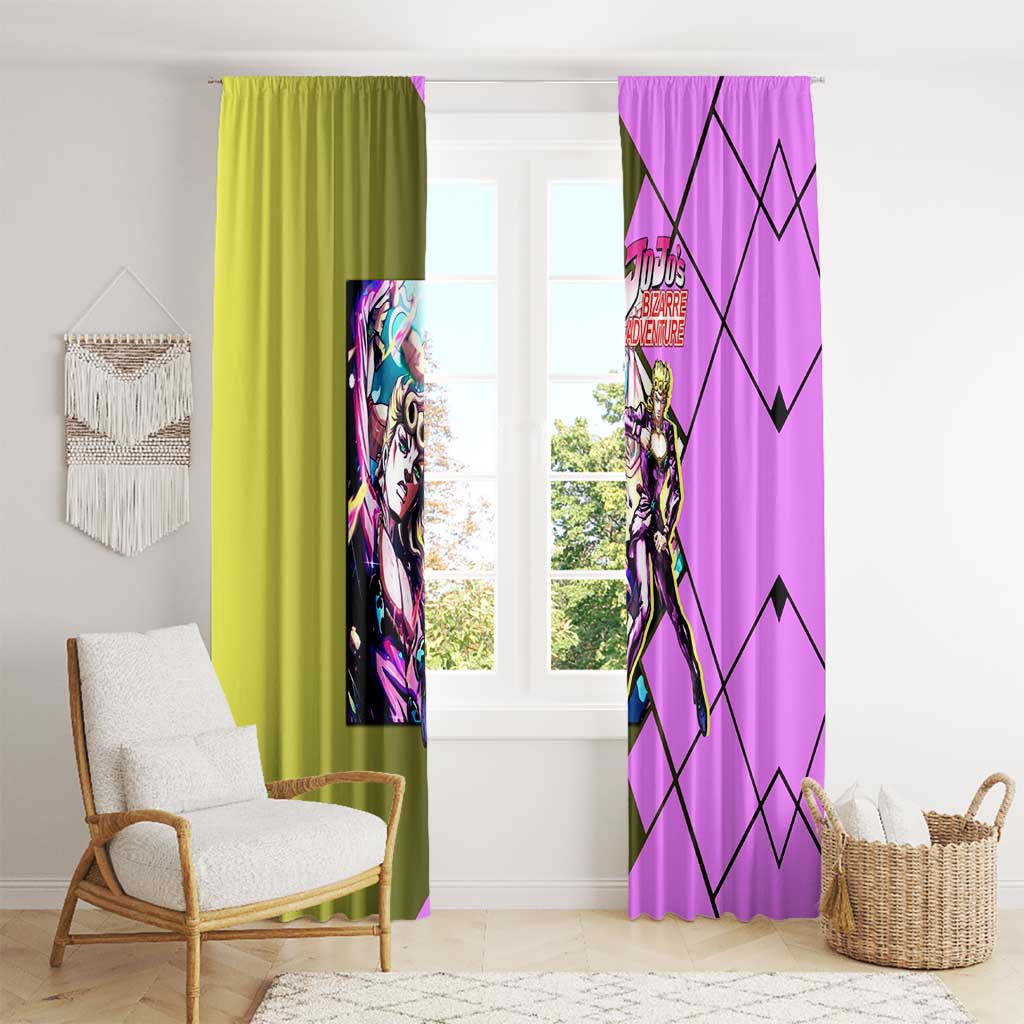 Giorno Giovanna JoJo's Bizarre Adventure Window Curtain with Gold Experience Pose and Stylish Stand Design - The Mazicc