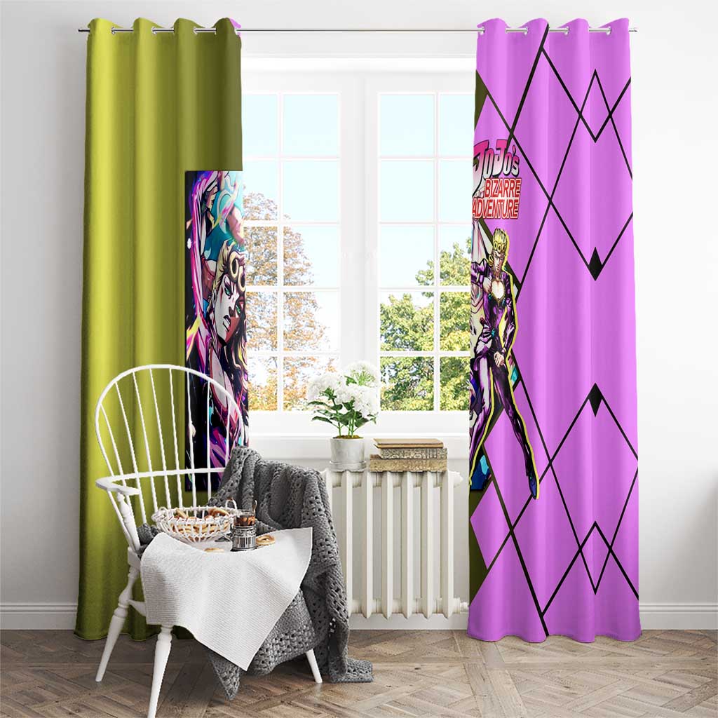 Giorno Giovanna JoJo's Bizarre Adventure Window Curtain with Gold Experience Pose and Stylish Stand Design - The Mazicc